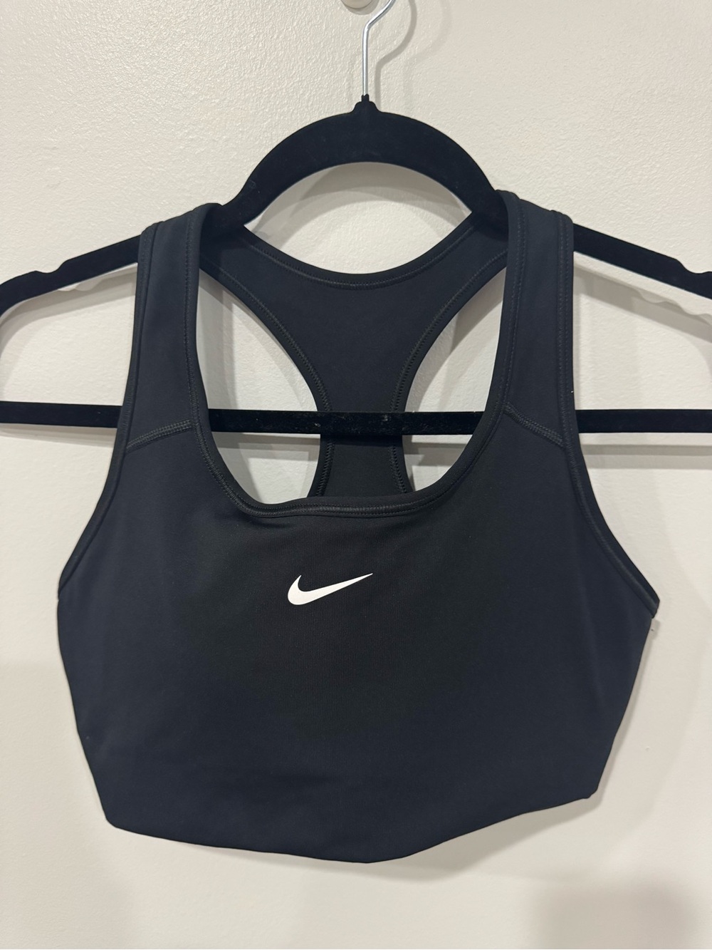 Nike Black Racerback Sports Bra with White Swoosh